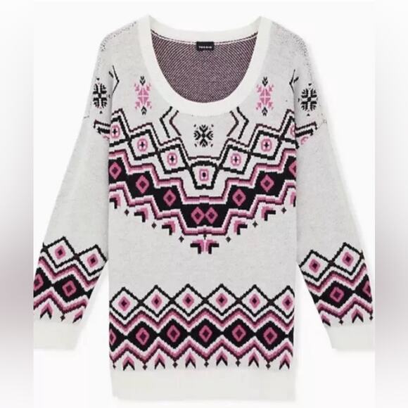 Torrid Ivory Fair Isle Crew Neck Pullover - Picture 1 of 8